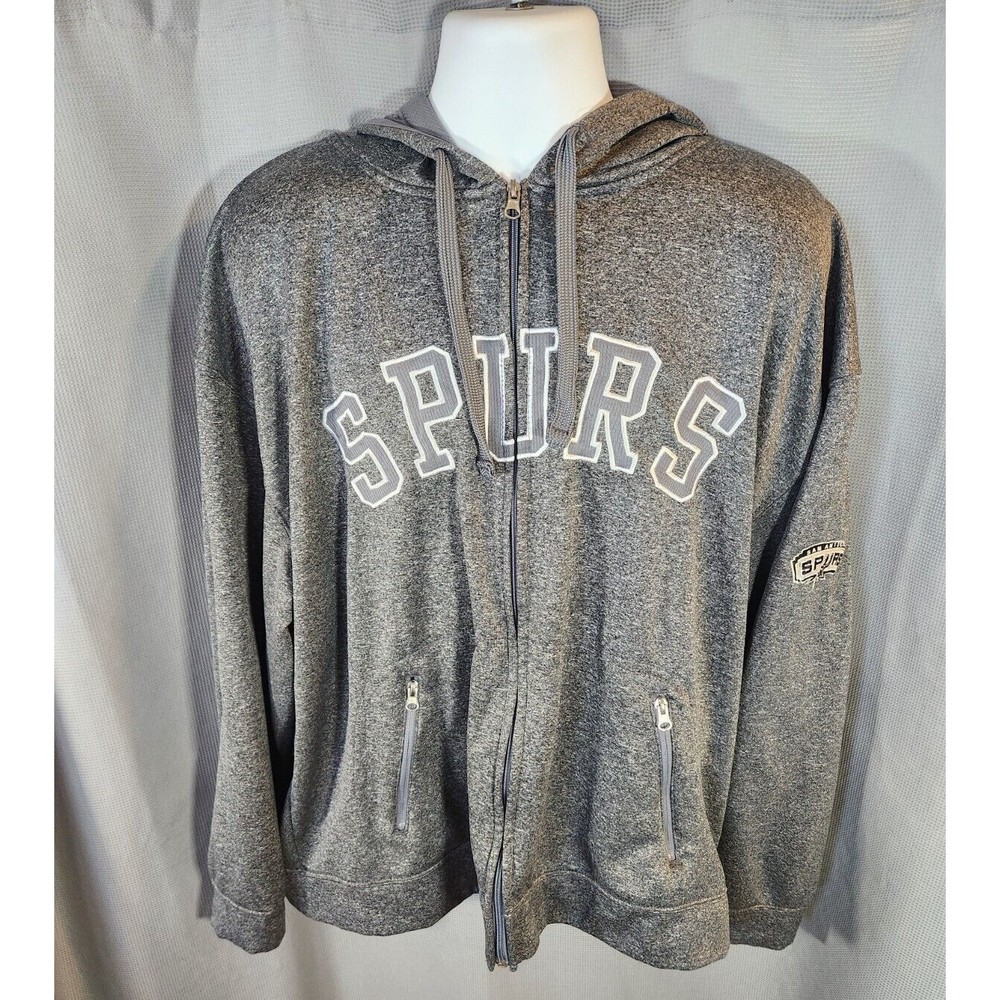 NBA San Antonio Spurs Gray Full Zip Mens‎ Sz 2XL Basketball Warm Up Hoodie